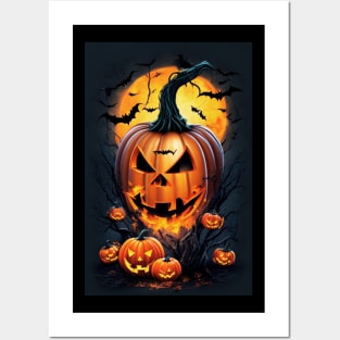 Pumpkins And Bats Posters and Art